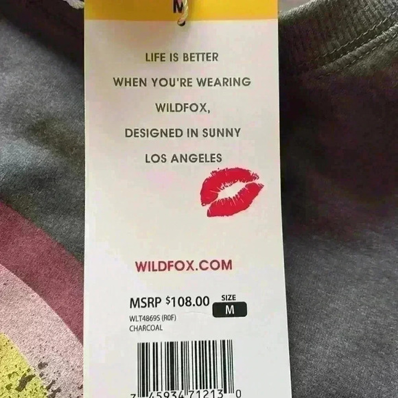 Wildfox "Easy Does It" statement sweatshirt Charcoal Gray Size M - Picture 9 of 9